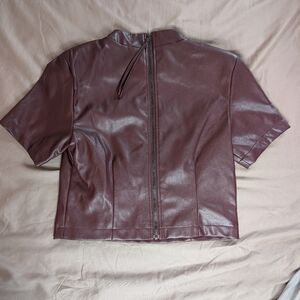 NWT Steve Madden Maroon Faux Leather Top